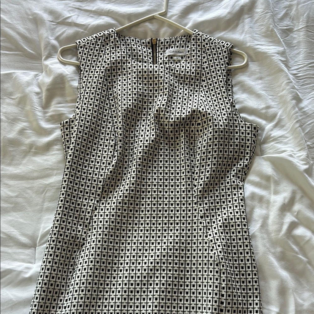 Calvin Klein Black and White Geometric Dress